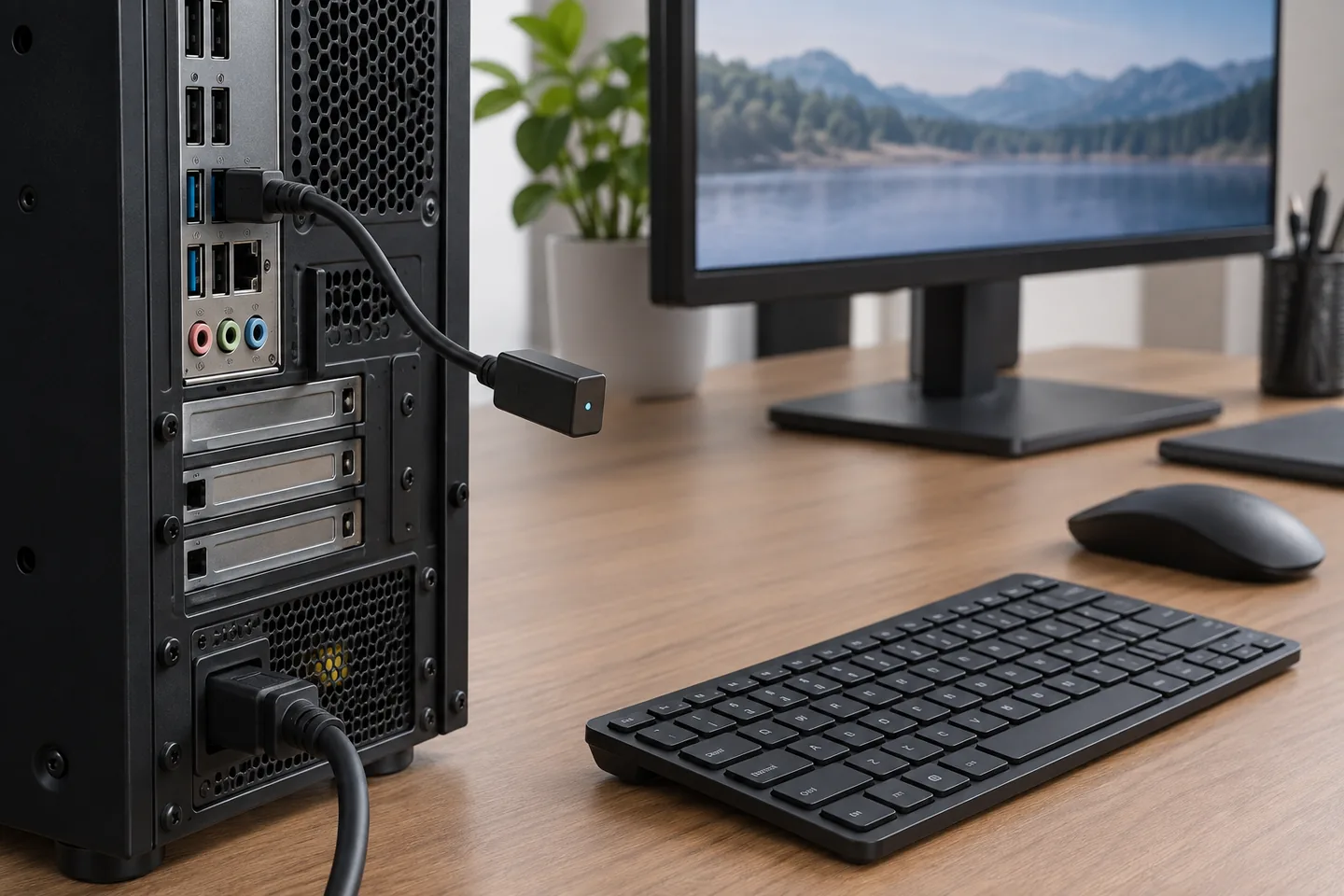 Adaptador Bluetooth USB para PC separado de otros puertos mediante un alargador