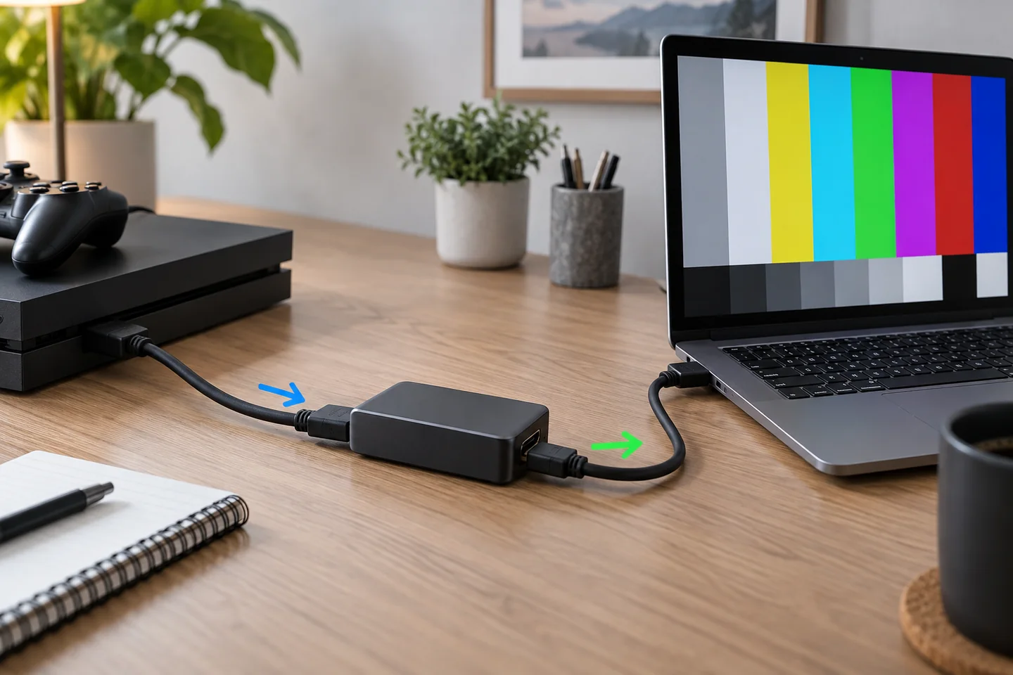 Cadena de señal de una capturadora HDMI conectada por USB-C