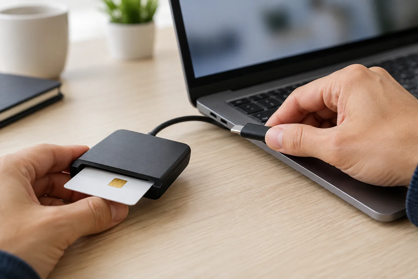 Conexión de un lector USB-C sin datos personales visibles