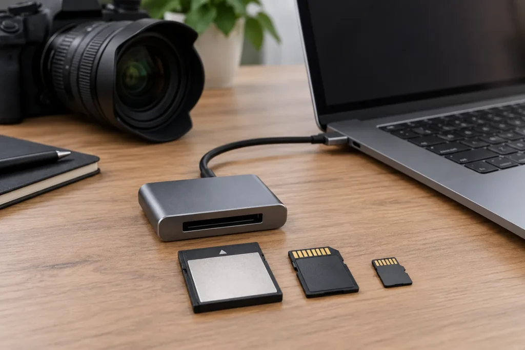 Lector USB-C con tarjetas CFexpress de formatos diferentes